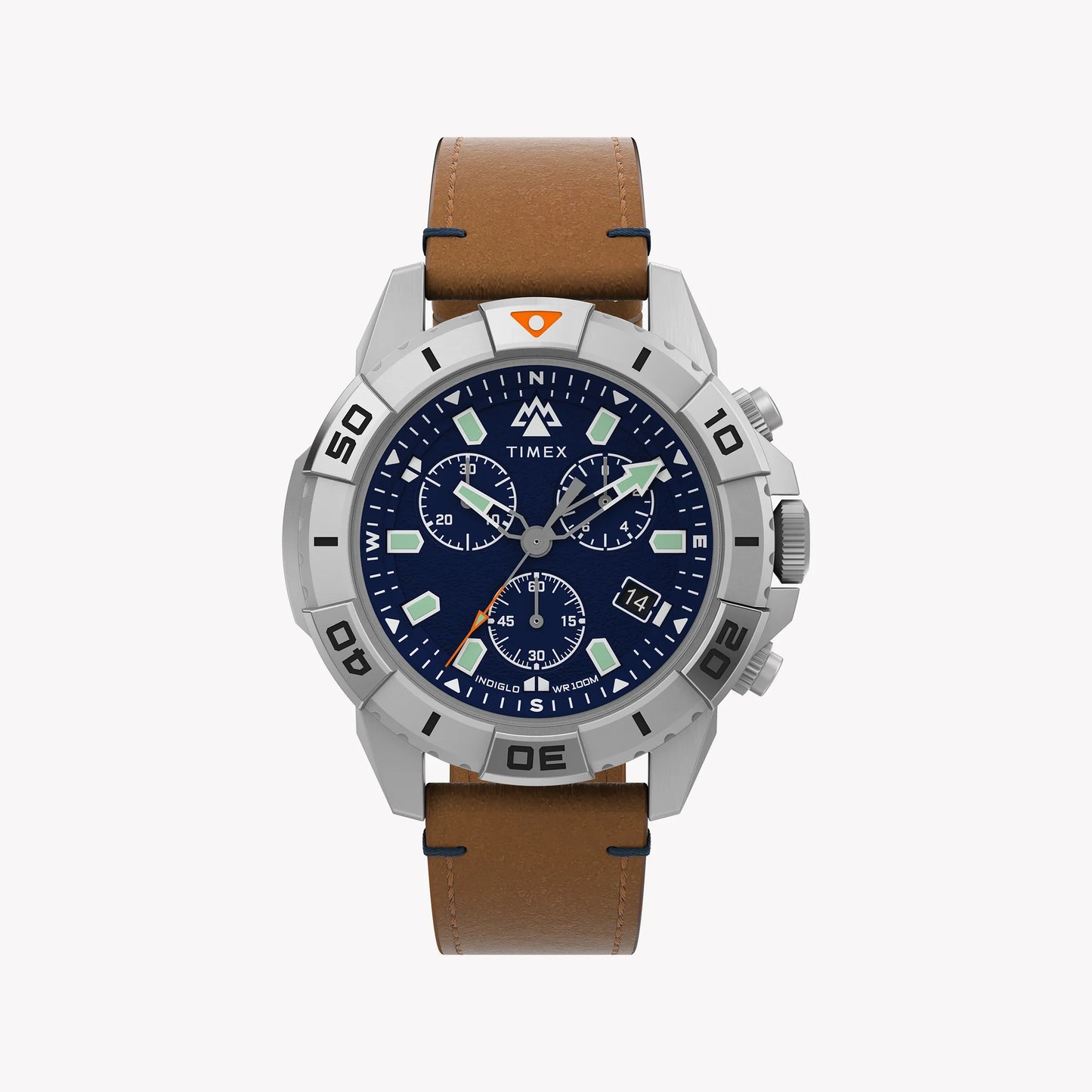 Timex Men's Eco-Friendly Tan Leather Watch, Silver Case | TW2U20200